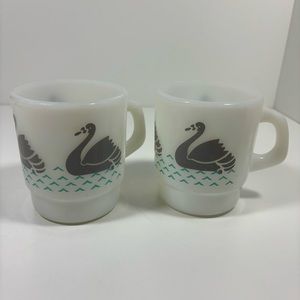Set of two vintage Termocrisa stackable swan mugs, made in Mexico